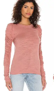 Free People We The Free NWOT Natasha Mauve Pink Ruched Long Sleeve Tee XS