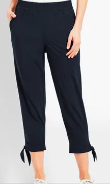 T By Talbots‎ Woven Ankle Tie Crop In Navy Size Medium