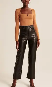 Abercrombie and Fitch Black Faux Leather Ankle Pants