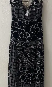 Almoxarfye Maxi Midi Slit Halter Stone Rope Tie Back Dress Tropical Size 38