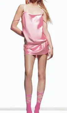 ZARA NWT  SATIN LINGERIE STYLE DRESS PINK