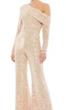 Mac Duggal 26596 Rose Gold Sequin Off-Shoulder Jumpsuit  Size 4