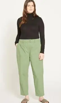 Universal Standard Breezy Weekend Cropped Straight Trouser Pant Elm Green XS