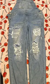Hot Kiss Distressed Denim Jean Overalls