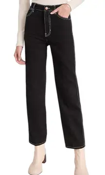 Reformation Cowboy High Rise Straight Jeans Black Classic Denim Sustainable