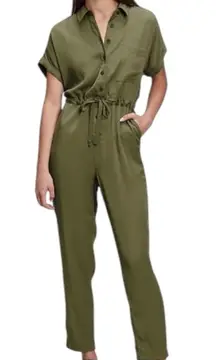NWT Gap Short Sleeve Button Up Army Jacket Green‎ Jumpsuit 4