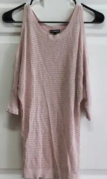 Express Cold Shoulder Knit Top Dolman Sleeve Pink‎ Sweater XS