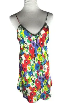 Saks‎ Fifth Avenue Satin Floral Nightie Gown Short Medium Summer