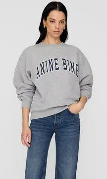 Anine Bing Spencer Sweatshirt Heather Gray with Navy Size M NWT