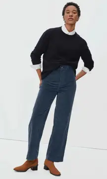 Everlane Navy Corduroy Wide Leg Pants High Rise Stretch Size 00