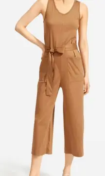 Everlane The Luxe Cotton Jumpsuit NWT size Small in Toasted Coconut Belted Crop
