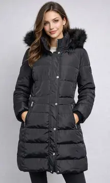 Ralph Lauren Black Puffer Coat with Fur Hood Size L