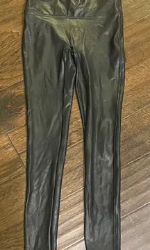 SPANX Black Faux Leather Leggings Small GUC