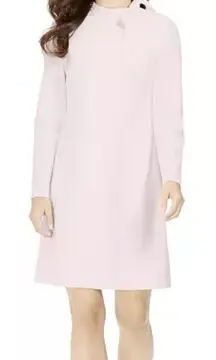 Calvin Klein Blush Pink Bow Neck Long Sleeve Stretch Crepe Sheath‎ Dress Size 2