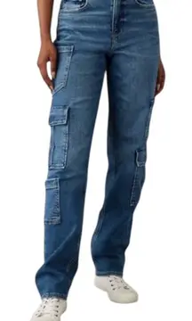 AE American Eagle Stretch Jean 6R Curvy Super High-Waisted Baggy Straight Cargo