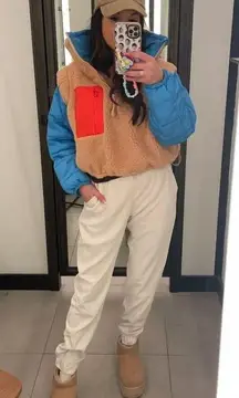 FREE PEOPLE Scenic Route Colorblock 1/2 Zip in Blue Combo Size X-Small