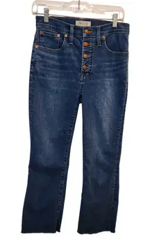 Madewell Blue Denim Button Fly Mid Rise Cropped Cali Demi Bootcut Jeans Size 27