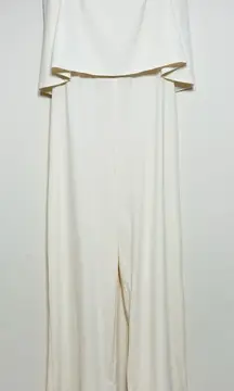 Do+Be Cream Wide Leg Strapless Jumpsuit Small Women