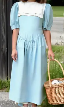 Vintage dress short sleeve with stripes and Peter Pan collar 60s 70s Teachercore