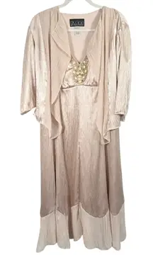Alex Evenings Beige Dress Jacket Set Wedding Guest Mother of Bride Womens 12