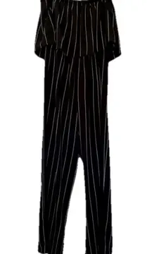 Strapless Black and White Striped Jumpsuit Romper Size Large