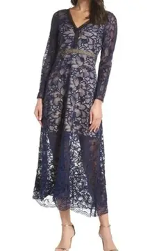 Foxiedox Elizabet Lace Midi Dress Navy Medium NWT