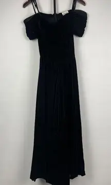 Vintage Moda Intl Black Velvet Goth Off Shoulder Witchy Fit & Flare Dress Size S