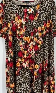 NWOT Heimish U.S.A. Animal Print Floral Design Shift Dress Black Red Size 3XL