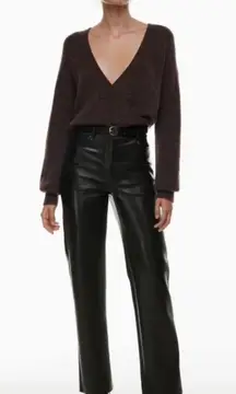 Aritzia Wilfred Melina Faux‎ Leather Straight Leg Pants 0 Black