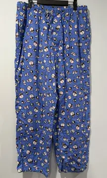 Lands' End Pajama Pants Large Snowman Dogs Snow 100% Cotton Flannel Holiday