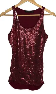 The Limited Sequin‎ Tank Top Sleeveless Party Blouse Burgundy Women Size XS
