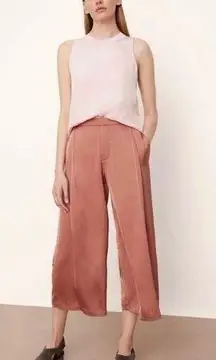 Vince Satin Pleated-Front Wide-Leg Crop Pants