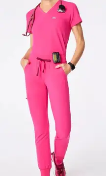 Figs Women's Zamora Jogger Scrub Pants in Shocking Pink, Size Small