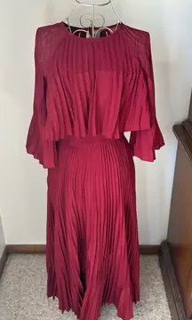 ASOS Pleated Sheer And Solid Crop Top Midi Dress size 2 special occasion