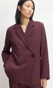 Everlane The Drapey Blazer Burgundy Maroon Size 4