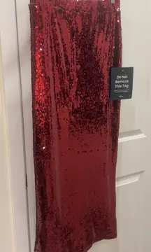 Burgundy Sequence Midi skirt