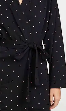 NWT Plush Apparel Black/Pink Heart Robe & Scrunchie Set Size Small