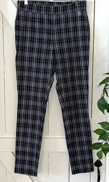 Tommy Hilfiger Womens Plaid Flat Front Trouser Pants Navy White Size 10‎