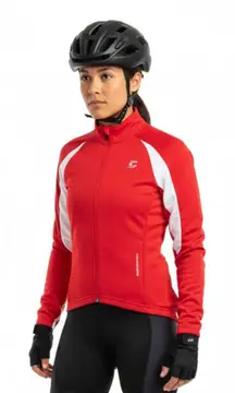 Cannondale Red & White Long Sleeve Zip Close Bicycle Cycling Sport Jacket M