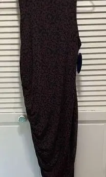 Scoop Burgundy Black Cheetah‎ Print Tank Dress Rouching Maxi Size L