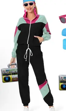 NWT Retro Women's Black & Pink Tracksuit & Accessories - XL