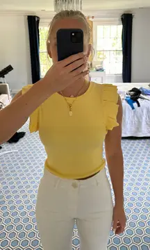 Yellow Ruffle Sleeve Top