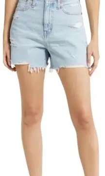 Madewell  The Curvy Mom High Waist Light Wash Jean Shorts Sz 27