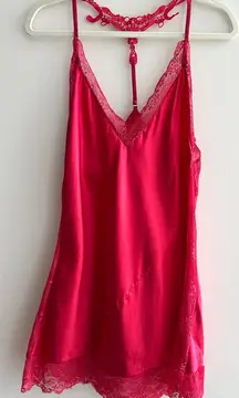 Avidlove Red/Hot Pink Lace Satin Babydoll Nightgown, Size XL