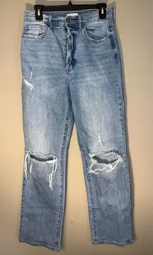 Cello button fly distressed high waisted medium wash jeans size 7 #694