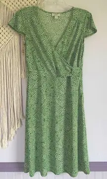 Ann Taylor  leaf-pattern green dress