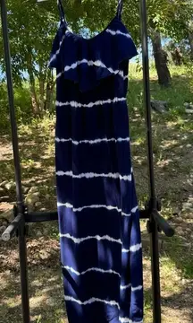 BCX Tie Dye Ruffle Spaghetti Strap Maxi Dress