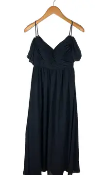 Revelry “Lily” Chiffon Dress Women’s Size 2 Black Long Maxi Bridesmaids Wedding