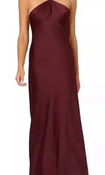 LIV FOSTER KNOTTED SATIN
GOWN Bordeaux dress size 4