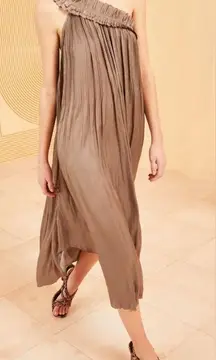 NEW ULLA JOHNSON Jade Dress Mica One-shoulder Pleated Satin Midi Dress Size 6